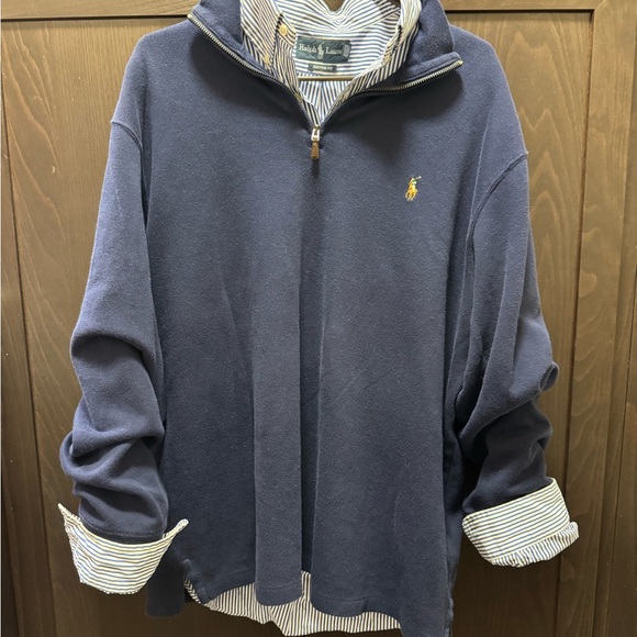 Ralph Lauren Men's Navy Quarter Zip Sweater and Shirt